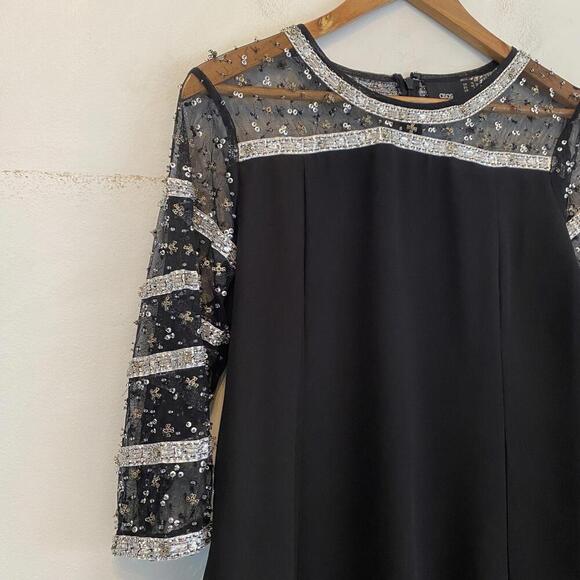 ASOS MATERNITY black beaded upper mini shift dress sz 8 - Picture 2 of 5